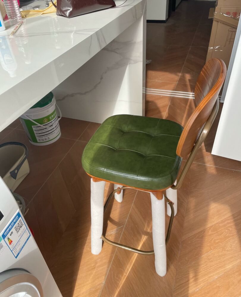 เก้าอี้บาร์ MY DOLLS HOUSE COCO 65 ซม. สีไม้เข้ม เบาะสีเขียว